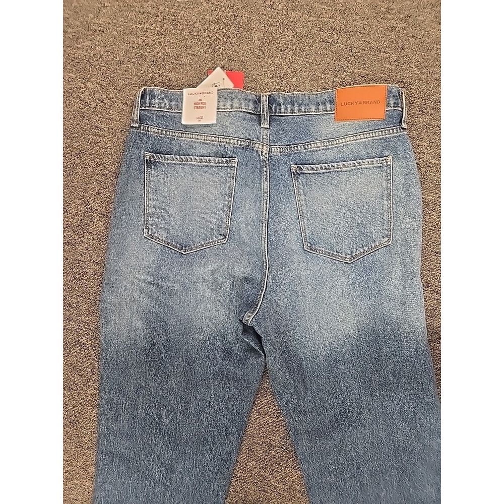 Lucky Brand Zoe High Rise Straight Jeans Womens 14/32L Blue Studded NWT - Picture 7 of 11